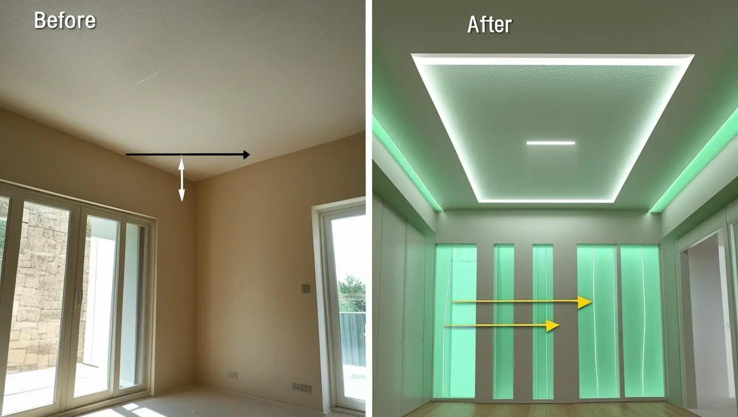 Before and after false ceiling